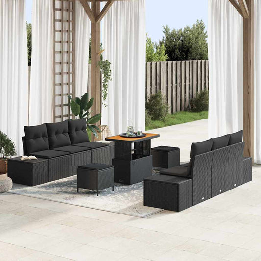 Conjunto de Sofá de Jardim 9 pcs Preto 90 x 55 x 71 cm