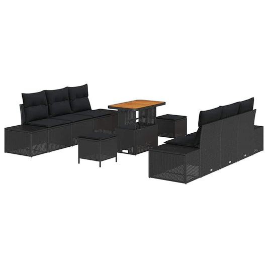 Conjunto de Sofá de Jardim 9 pcs Preto 90 x 55 x 71 cm