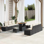 Conjunto de Sofá de Jardim 9 pcs Preto e Creme 90 x 55 x 71 cm