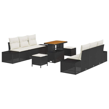 Conjunto de Sofá de Jardim 9 pcs Preto e Creme 90 x 55 x 71 cm