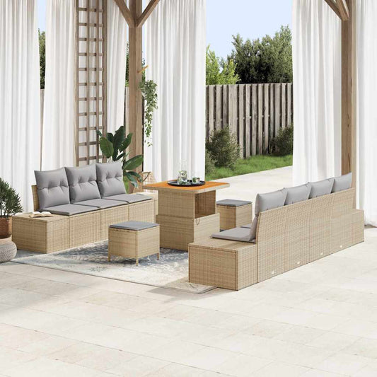 Conjunto de Sofá de Jardim 10 pcs Bege e Cinza Claro