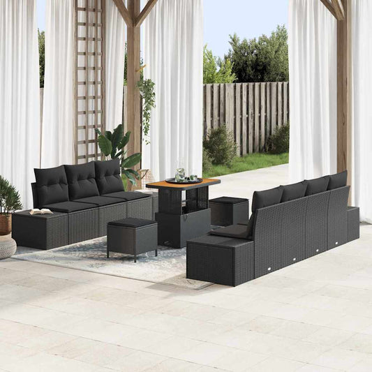 Conjunto de Sofá de Jardim 10 pcs Preto 90 x 55 x 71 cm