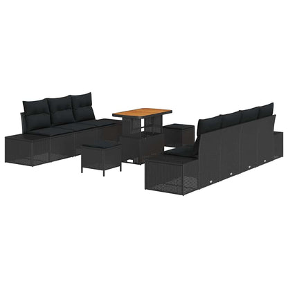 Conjunto de Sofá de Jardim 10 pcs Preto 90 x 55 x 71 cm