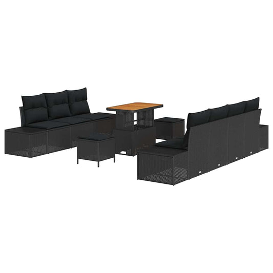 Conjunto de Sofá de Jardim 10 pcs Preto 90 x 55 x 71 cm