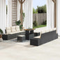 Conjunto de Sofá de Jardim com almofada 10 pcs Preto e Creme