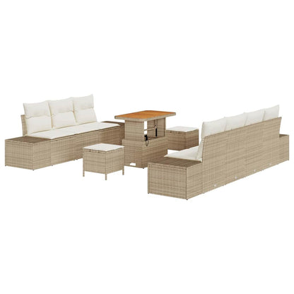 Conjunto de Sofá de Jardim com almofada 10 pcs Bege e Creme