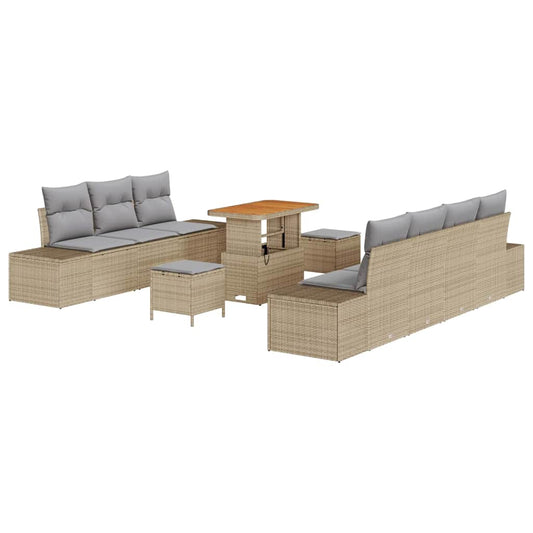 Conjunto de Sofá de Jardim 10 pcs Bege e Cinza Claro