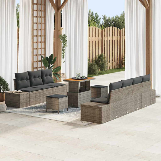 Conjunto de Sofá de Jardim 10 pcs Cinza Claro e Cinza Escuro