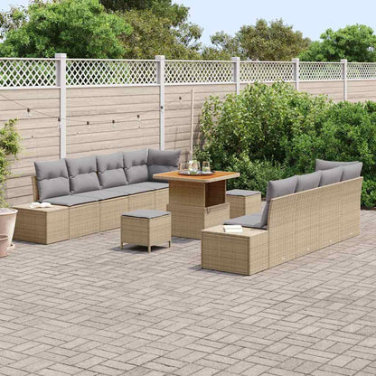 Conjunto de Sofá de Jardim 11 pcs Bege e Cinza Claro