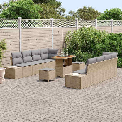 Conjunto de Sofá de Jardim 11 pcs Bege e Cinza Claro