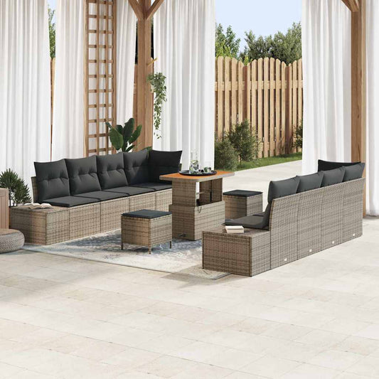Conjunto de Sofá de Jardim 11 pcs Cinza Claro e Cinza Escuro