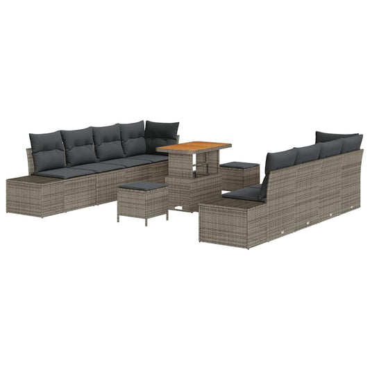 Conjunto de Sofá de Jardim 11 pcs Cinza Claro e Cinza Escuro