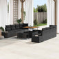 Conjunto de Sofá de Jardim com almofada 11 pcs Preto