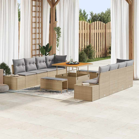Conjunto de Sofá de Jardim 11 pcs Bege e Cinza Claro