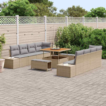 Conjunto de Sofá de Jardim 11 pcs Bege e Cinza Claro