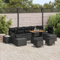 Conjunto de Sofá de Jardim com almofada 10 pcs Preto