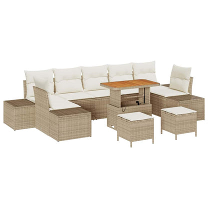 Conjunto de Sofá de Jardim com almofada 10 pcs Bege e Creme