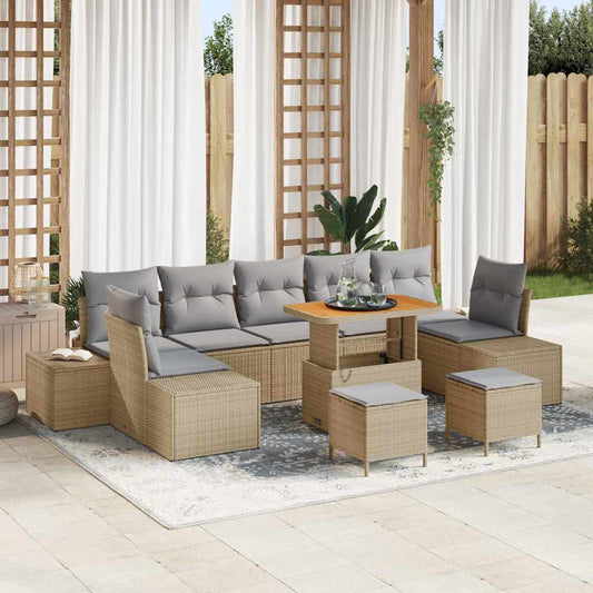 Conjunto de Sofá de Jardim 10 pcs Bege e Cinza Claro