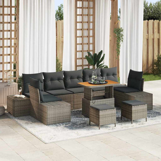 Conjunto de Sofá de Jardim 10 pcs Cinza Claro e Cinza Escuro