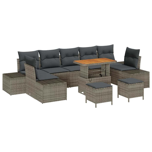 Conjunto de Sofá de Jardim 10 pcs Cinza Claro e Cinza Escuro