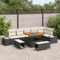 Conjunto de Sofá de Jardim com almofada 9 pcs Preto e Creme