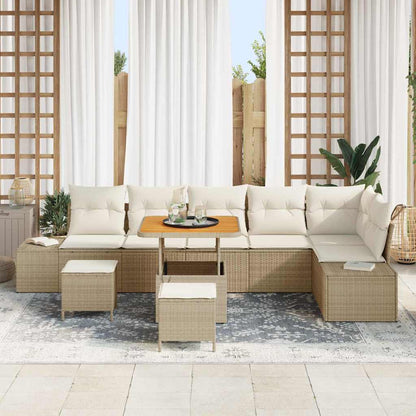 Conjunto de Sofá de Jardim 9 pcs Bege e Creme 80 x 80 x 71 cm