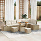 Conjunto de Sofá de Jardim 9 pcs Bege e Creme 90 x 55 x 71 cm