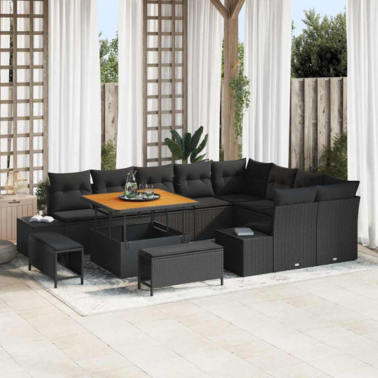 Conjunto de Sofá de Jardim 12 pcs Preto 100 x 100 x 71 cm