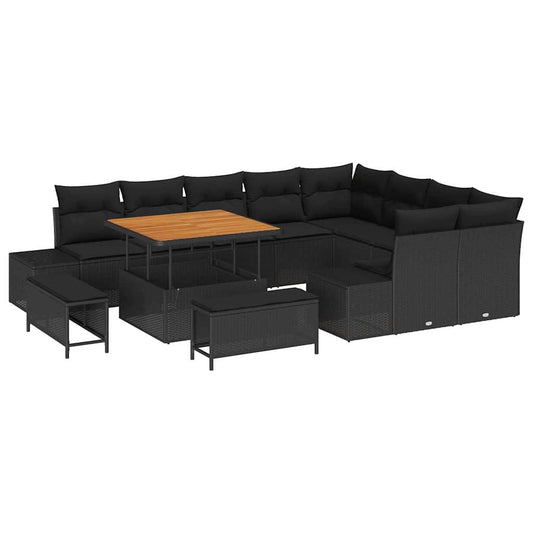 Conjunto de Sofá de Jardim 12 pcs Preto 100 x 100 x 71 cm