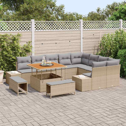 Conjunto de Sofá de Jardim 12 pcs Bege e Cinza Claro