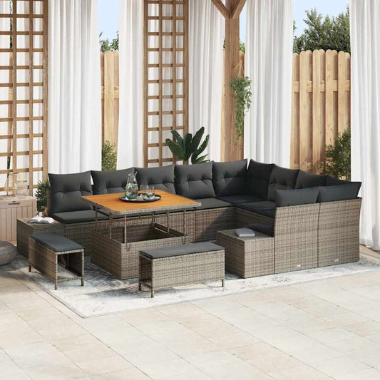 Conjunto de Sofá de Jardim 12 pcs Cinza Claro e Cinza Escuro