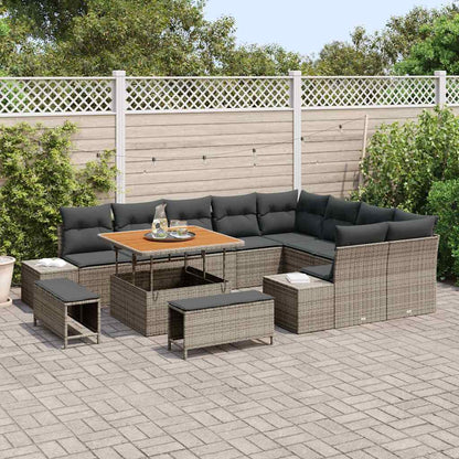 Conjunto de Sofá de Jardim 12 pcs Cinza Claro e Cinza Escuro