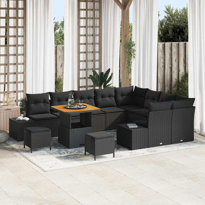 Conjunto de Sofá de Jardim 12 pcs Preto 80 x 80 x 71 cm