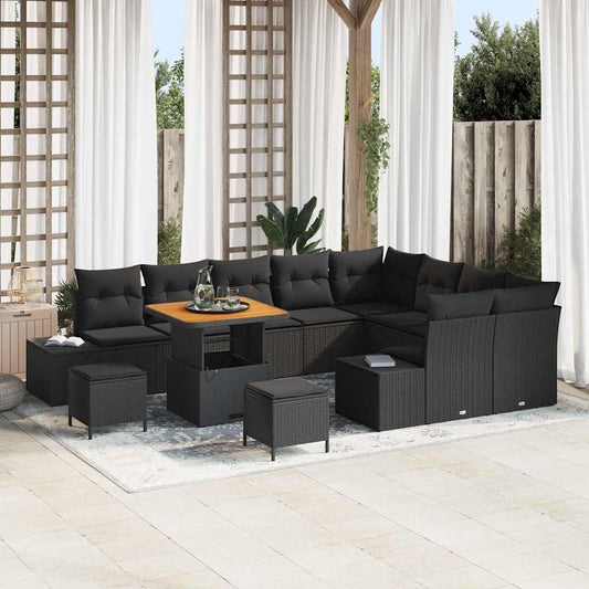 Conjunto de Sofá de Jardim 12 pcs Preto 80 x 80 x 71 cm