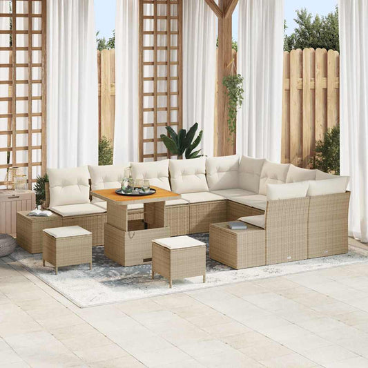 Conjunto de Sofá de Jardim 12 pcs Bege e Creme 80 x 80 x 71 cm