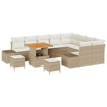 Conjunto de Sofá de Jardim 12 pcs Bege e Creme 80 x 80 x 71 cm