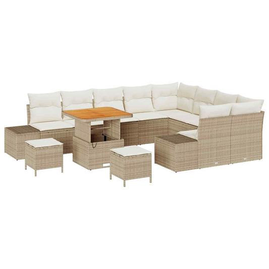 Conjunto de Sofá de Jardim 12 pcs Bege e Creme 80 x 80 x 71 cm