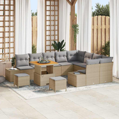 Conjunto de Sofá de Jardim 12 pcs Bege e Cinza Claro