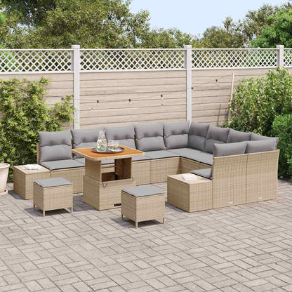 Conjunto de Sofá de Jardim 12 pcs Bege e Cinza Claro