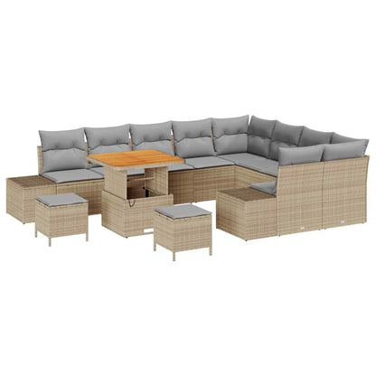 Conjunto de Sofá de Jardim 12 pcs Bege e Cinza Claro