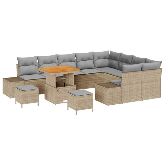 Conjunto de Sofá de Jardim 12 pcs Bege e Cinza Claro