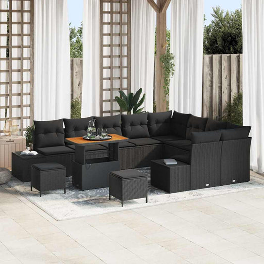 Conjunto de Sofá de Jardim 12 pcs Preto 90 x 55 x 71 cm