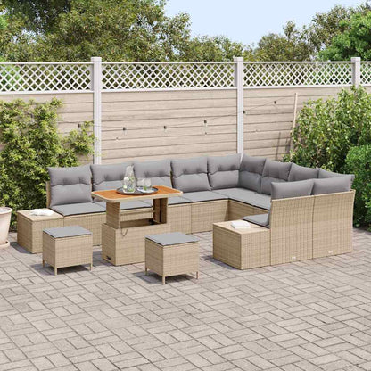 Conjunto de Sofá de Jardim 12 pcs Bege e Cinza Claro