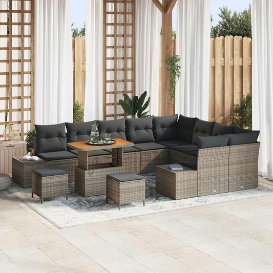 Conjunto de Sofá de Jardim 12 pcs Cinza Claro e Cinza Escuro