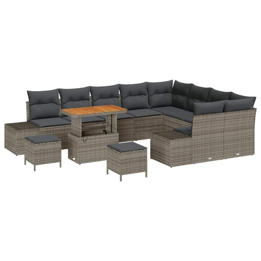 Conjunto de Sofá de Jardim 12 pcs Cinza Claro e Cinza Escuro