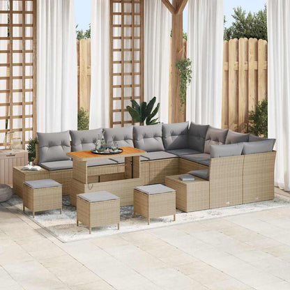 Conjunto de Sofá de Jardim 12 pcs Bege e Cinza Claro