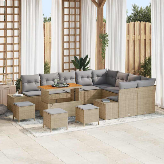 Conjunto de Sofá de Jardim 12 pcs Bege e Cinza Claro