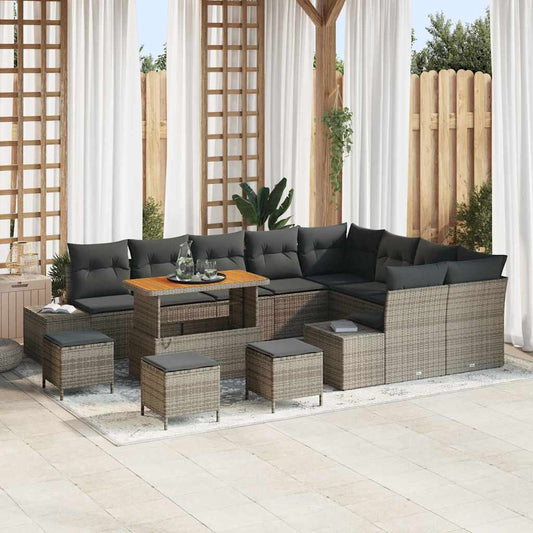 Conjunto de Sofá de Jardim 12 pcs Cinza Claro e Cinza Escuro