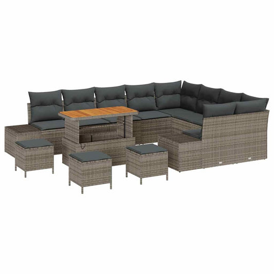 Conjunto de Sofá de Jardim 12 pcs Cinza Claro e Cinza Escuro