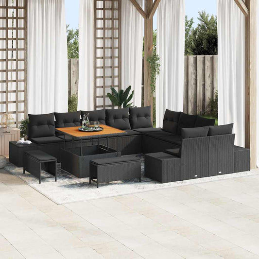 Conjunto de Sofá de Jardim 13 pcs Preto 100 x 100 x 71 cm